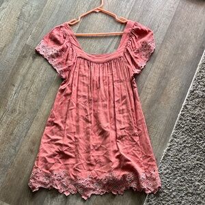 Forever 21 Dusty Pink Lace Accent Dress